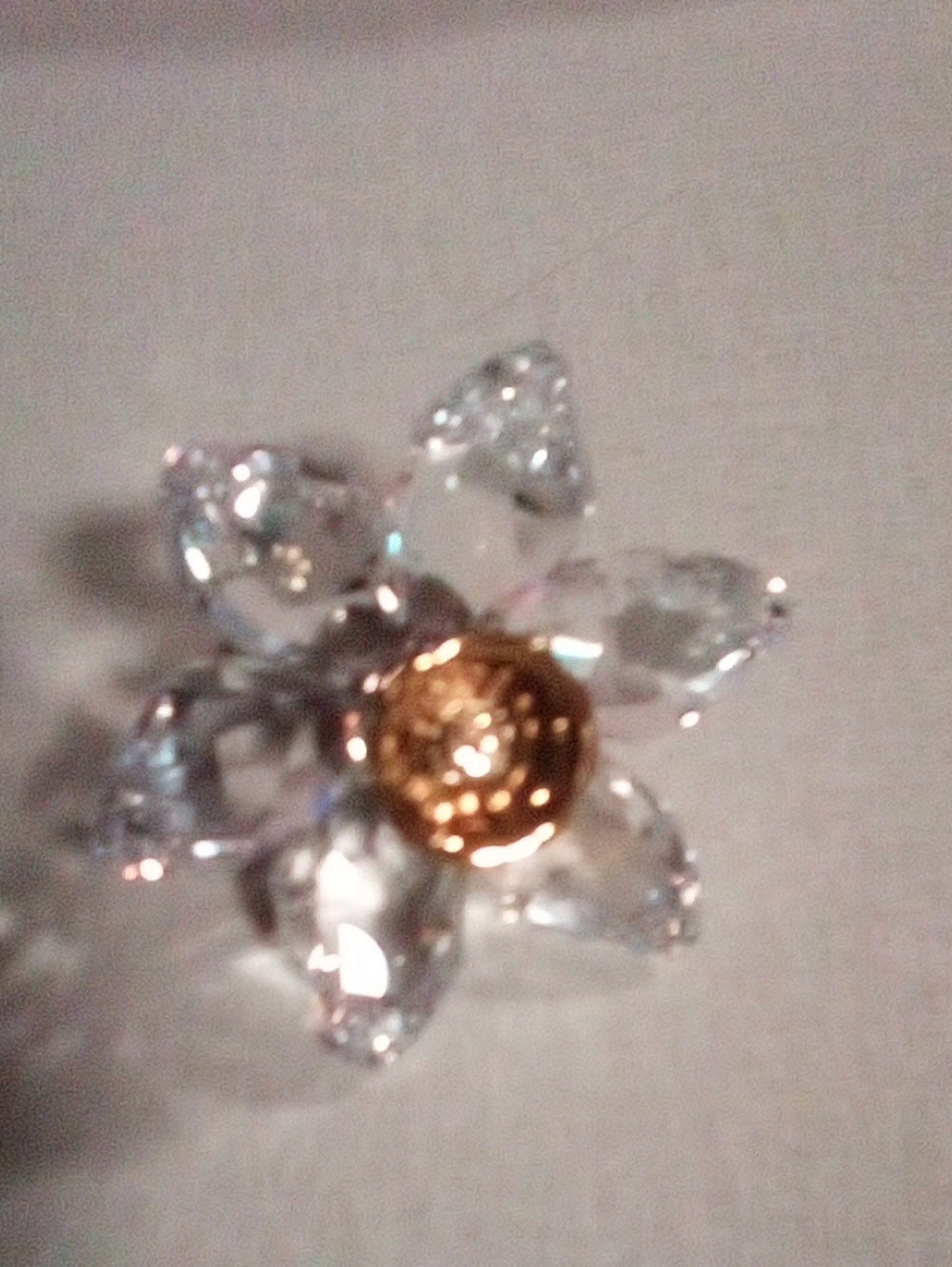 Crystal Flower with Gold Center - Clear/Gold